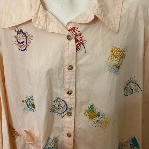Original Handmade Smock Style Button Down Blouse Top by Designer Jeanie O’Neill. - Picture 1 of 7